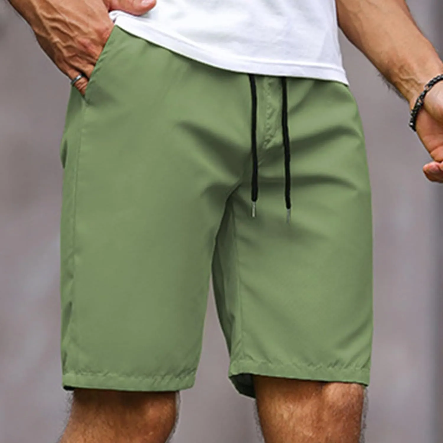 Men's Running Athletic Shorts Summer Casual Straight Leg Drawstring Waist Quick Dry Exercise Workout Shorts