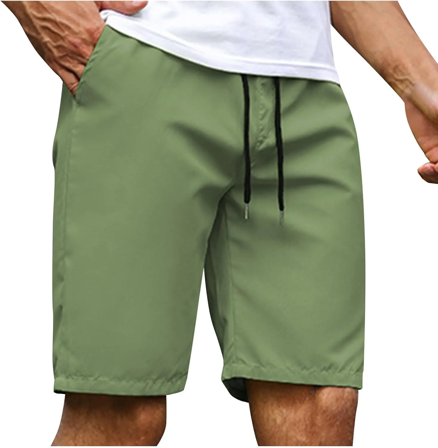 Men's Running Athletic Shorts Summer Casual Straight Leg Drawstring Waist Quick Dry Exercise Workout Shorts