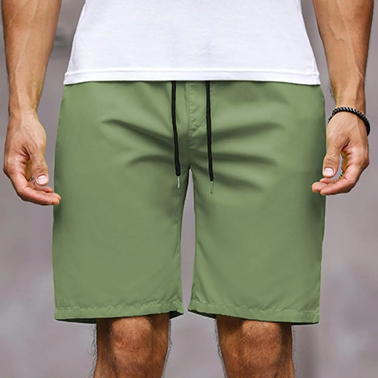 Men's Running Athletic Shorts Summer Casual Straight Leg Drawstring Waist Quick Dry Exercise Workout Shorts