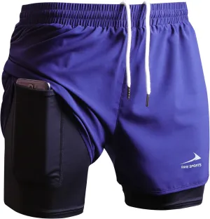 Men's Running Shorts 2 in 1 Sports Shorts Outdoor Marathon Hiking Training Shorts