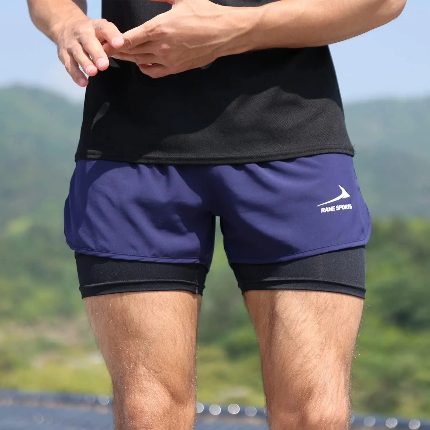 Men's Running Shorts 2 in 1 Sports Shorts Outdoor Marathon Hiking Training Shorts