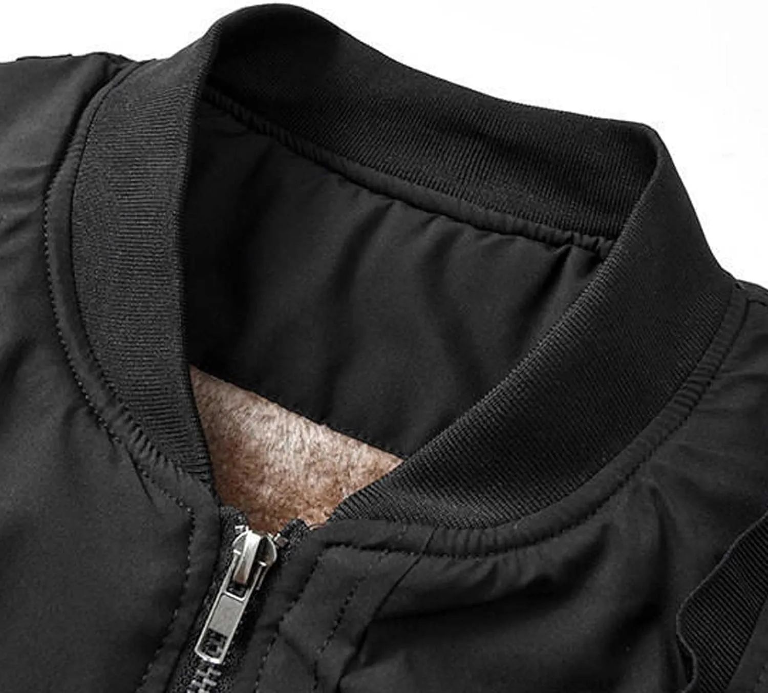 Mens Sherpa Fleece Lined Jacket Thick Winter Warm Coat Fashion Stand Collar Full Zip Bomber Jacket with Pockets