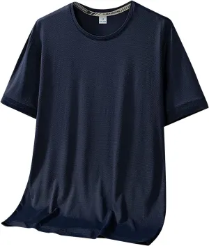 Mens Short Sleeve Tshirts Moisture Wicking Cooling Ice Silk Outdoor Hiking Tees Quick Dry Running Workout Athletic T Shirts