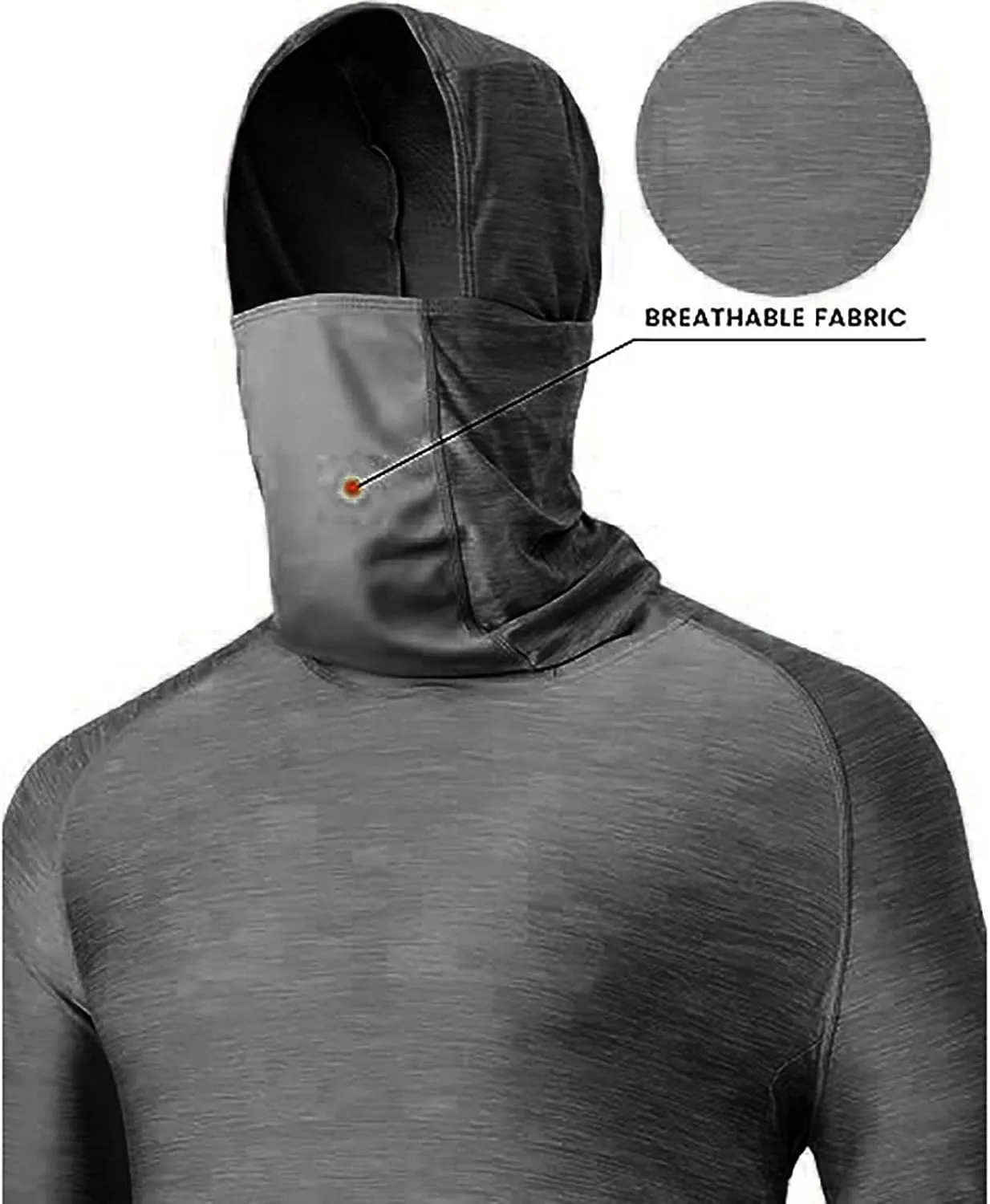 Men's Sun Protection Hoodie Shirts with Mask Long Sleeve UPF 50  Fishing Shirt Summer Rash Guards Cooling Hiking Tees