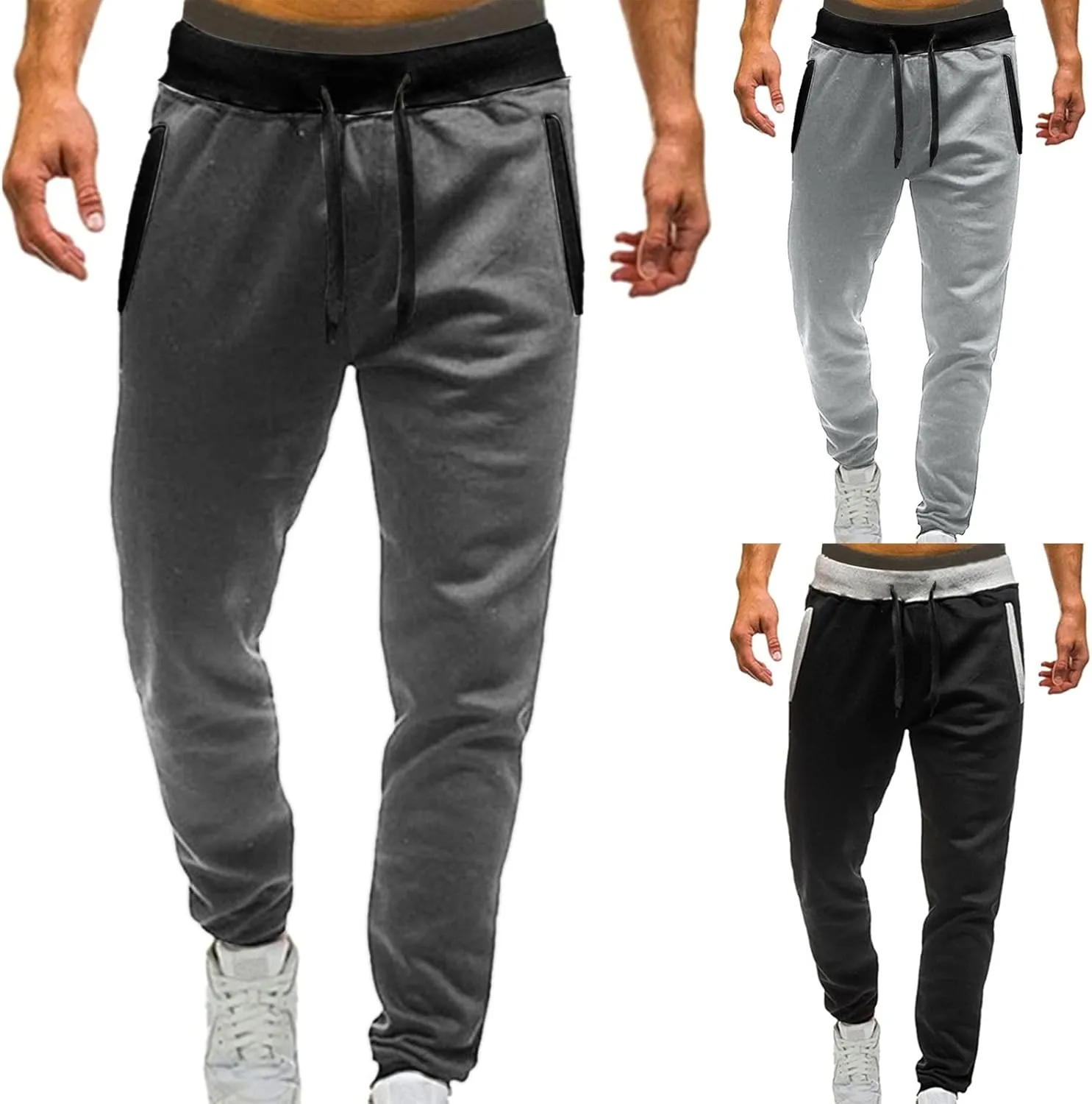 Mens Sweatpants Solid ens Sweatpants Elastic Open Bottom Athletic Drawstring Joggers Big and Tall Gym Pants with Pockets