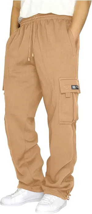 Mens Sweatpants Solid ens Sweatpants Elastic Open Bottom Athletic Drawstring Joggers Big and Tall Gym Pants with Pockets