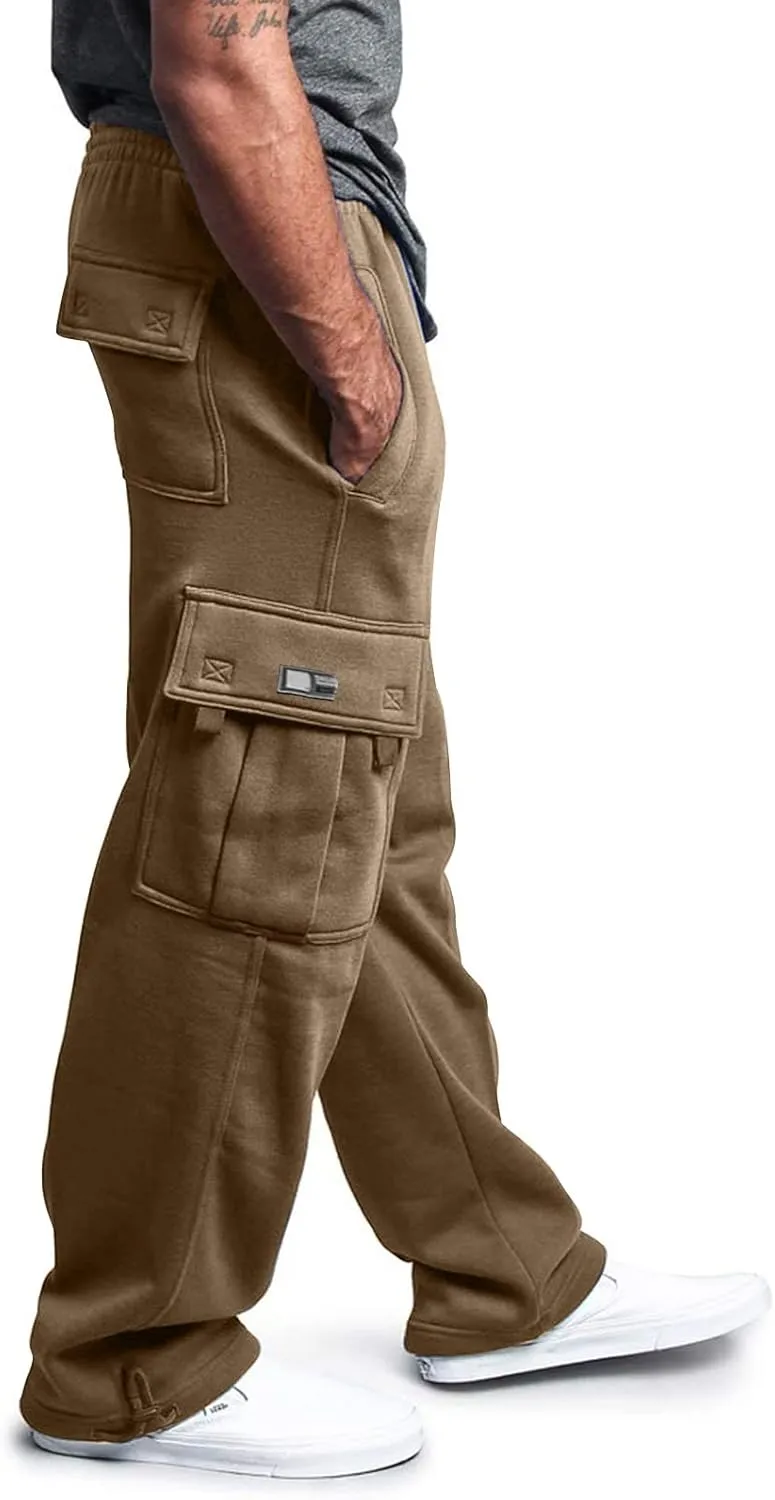 Mens Sweatpants Solid ens Sweatpants Elastic Open Bottom Athletic Drawstring Joggers Big and Tall Gym Pants with Pockets
