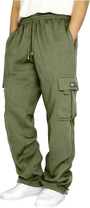 Mens Sweatpants Solid ens Sweatpants Elastic Open Bottom Athletic Drawstring Joggers Big and Tall Gym Pants with Pockets
