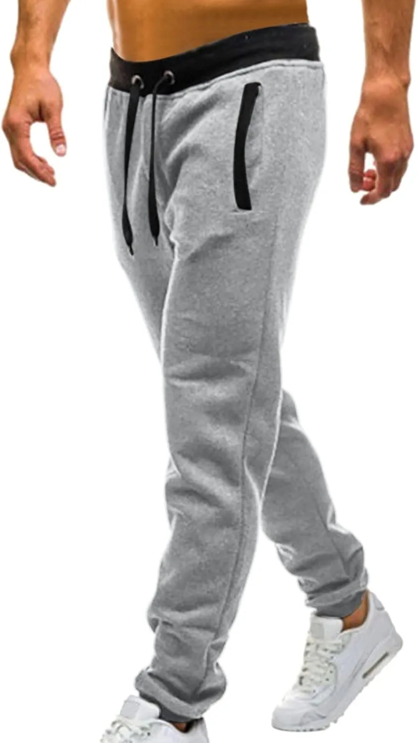 Mens Sweatpants Solid ens Sweatpants Elastic Open Bottom Athletic Drawstring Joggers Big and Tall Gym Pants with Pockets