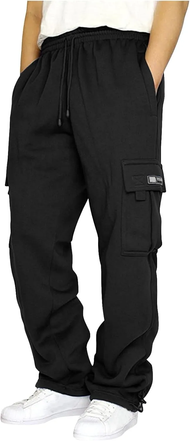 Mens Sweatpants Solid ens Sweatpants Elastic Open Bottom Athletic Drawstring Joggers Big and Tall Gym Pants with Pockets