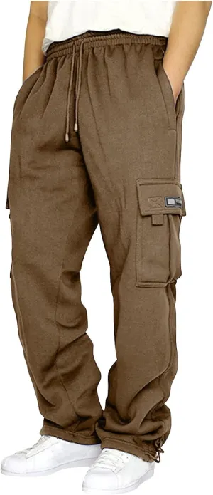 Mens Sweatpants Solid ens Sweatpants Elastic Open Bottom Athletic Drawstring Joggers Big and Tall Gym Pants with Pockets