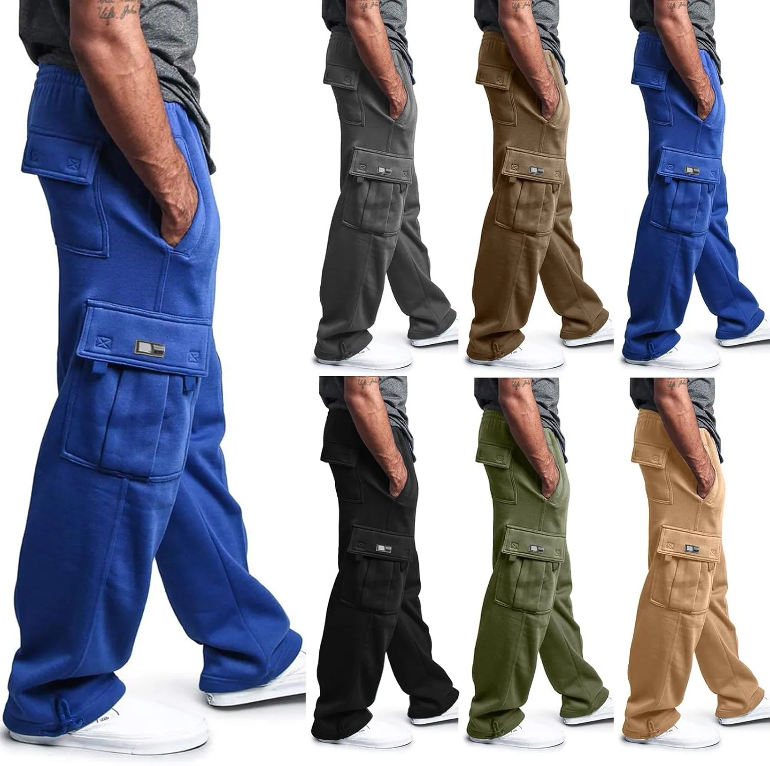 Mens Sweatpants Solid ens Sweatpants Elastic Open Bottom Athletic Drawstring Joggers Big and Tall Gym Pants with Pockets