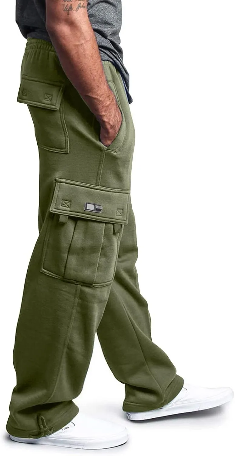 Mens Sweatpants Solid ens Sweatpants Elastic Open Bottom Athletic Drawstring Joggers Big and Tall Gym Pants with Pockets