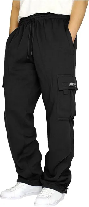 Mens Sweatpants Solid ens Sweatpants Elastic Open Bottom Athletic Drawstring Joggers Big and Tall Gym Pants with Pockets
