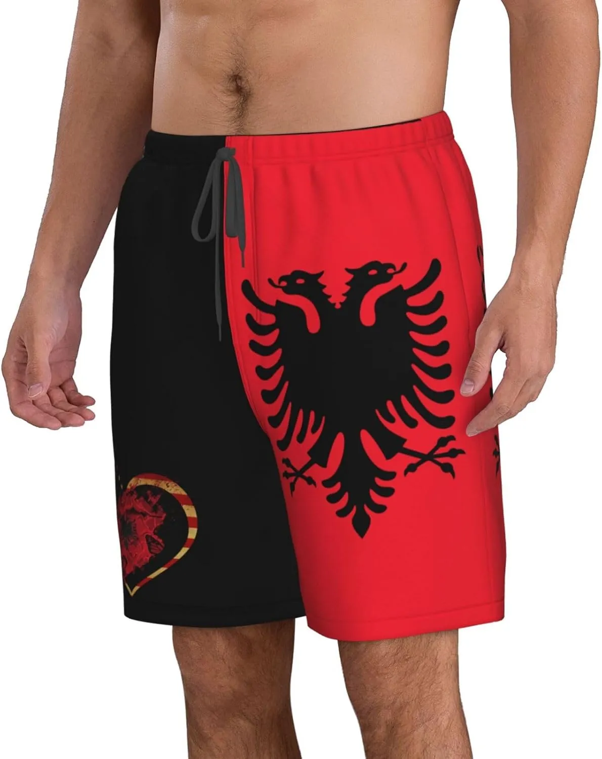 Men's Swim Trunks Beach Shorts Drawstring Quick Dry Running Shorts with Pockets
