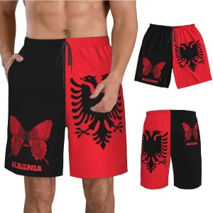 Men's Swim Trunks Beach Shorts Drawstring Quick Dry Running Shorts with Pockets