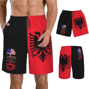 Men's Swim Trunks Beach Shorts Drawstring Quick Dry Running Shorts with Pockets