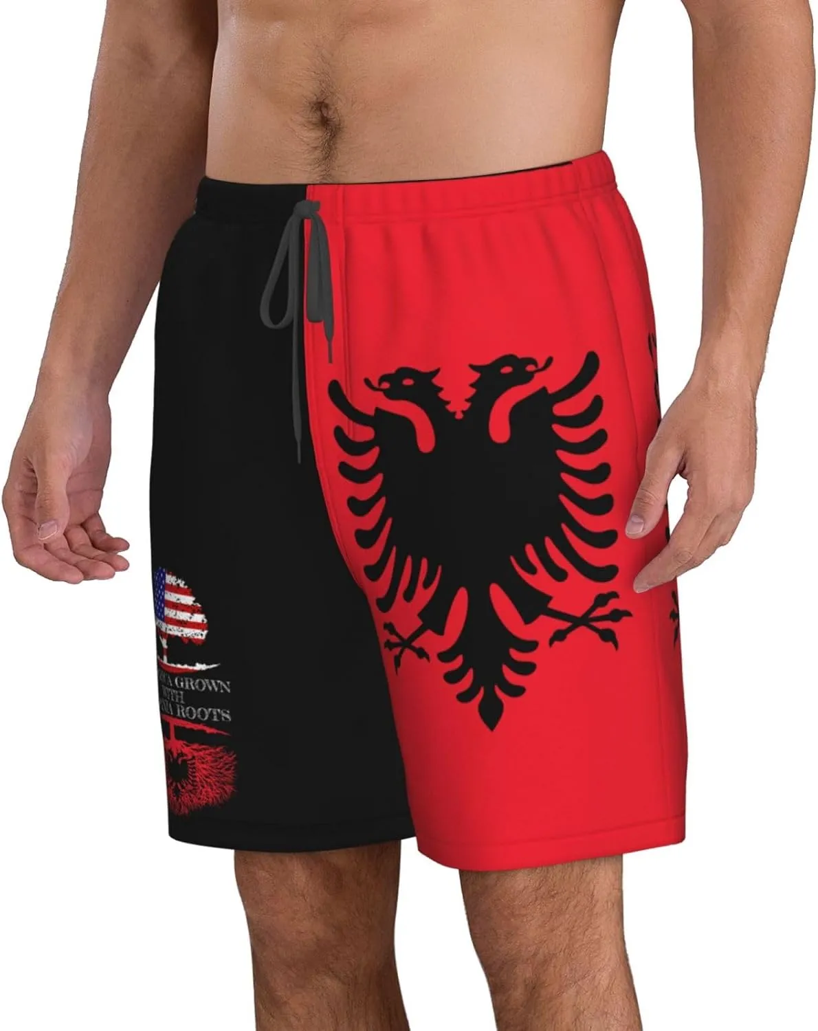 Men's Swim Trunks Beach Shorts Drawstring Quick Dry Running Shorts with Pockets
