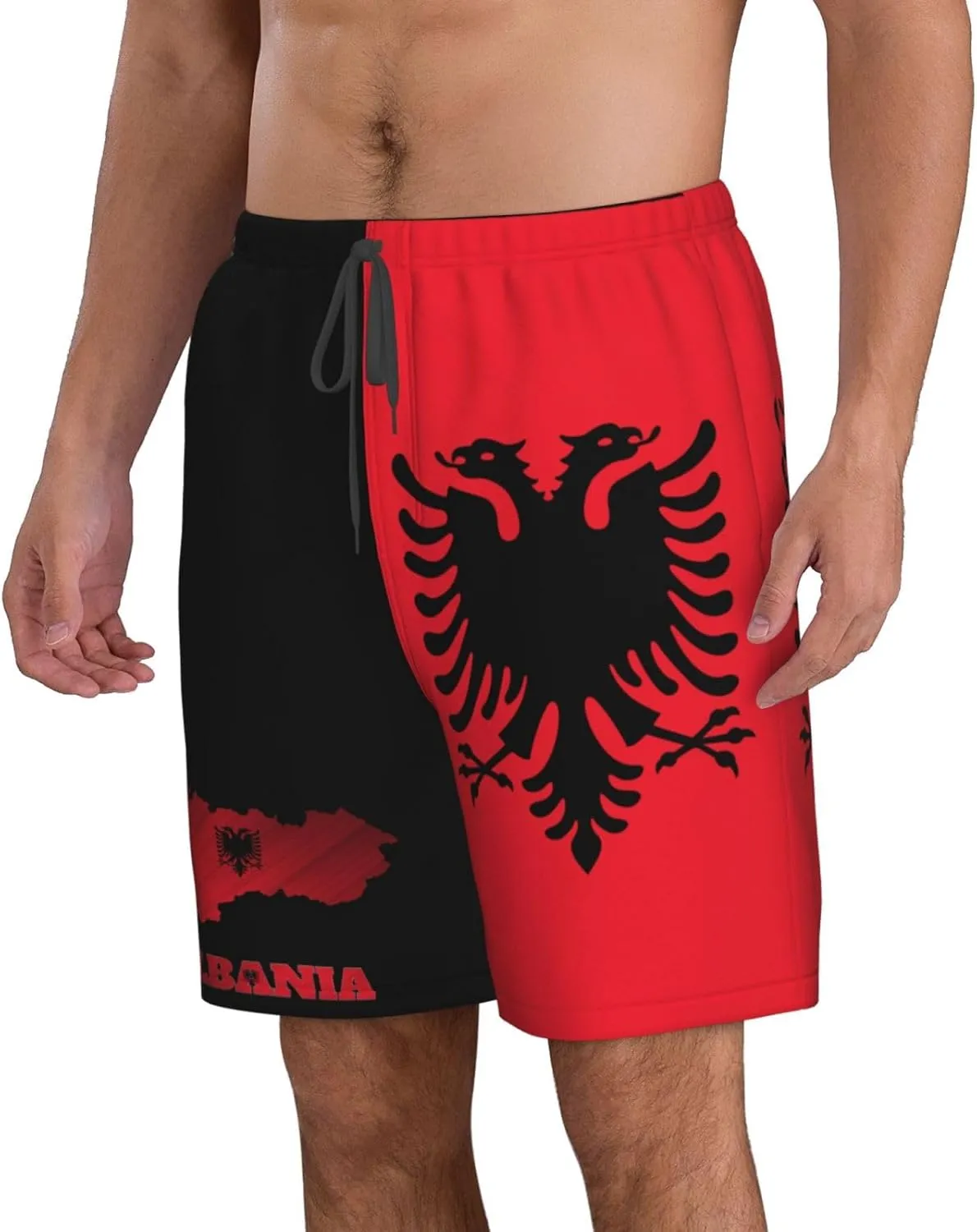 Men's Swim Trunks Beach Shorts Drawstring Quick Dry Running Shorts with Pockets