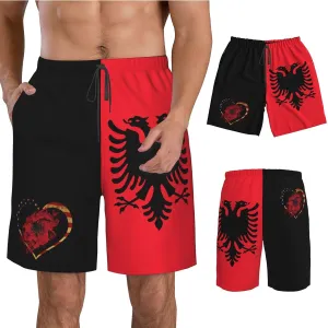 Men's Swim Trunks Beach Shorts Drawstring Quick Dry Running Shorts with Pockets