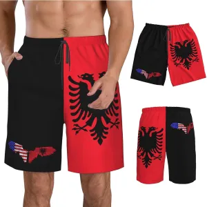 Men's Swim Trunks Beach Shorts Drawstring Quick Dry Running Shorts with Pockets