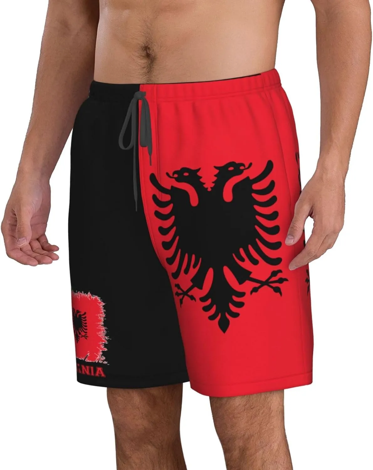 Men's Swim Trunks Beach Shorts Drawstring Quick Dry Running Shorts with Pockets