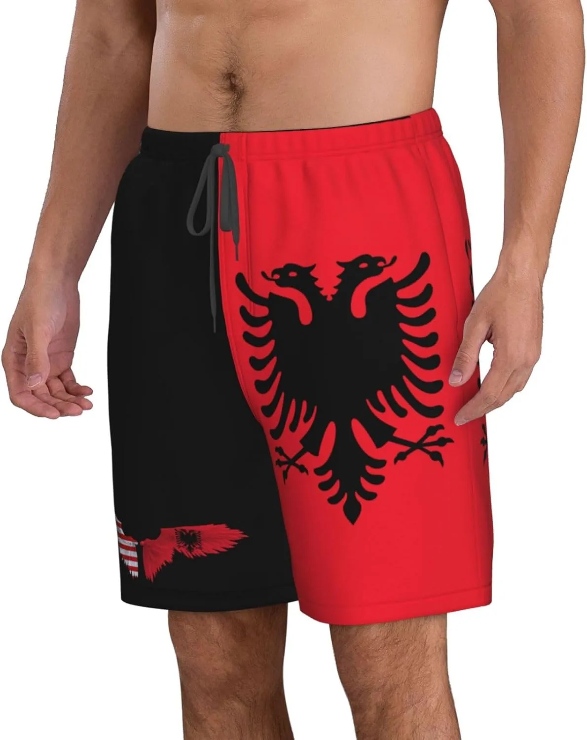 Men's Swim Trunks Beach Shorts Drawstring Quick Dry Running Shorts with Pockets