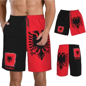 Men's Swim Trunks Beach Shorts Drawstring Quick Dry Running Shorts with Pockets