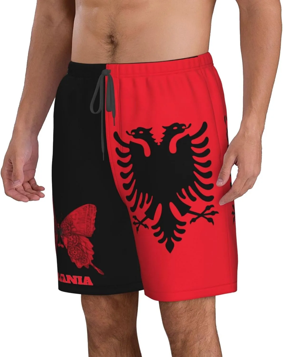 Men's Swim Trunks Beach Shorts Drawstring Quick Dry Running Shorts with Pockets