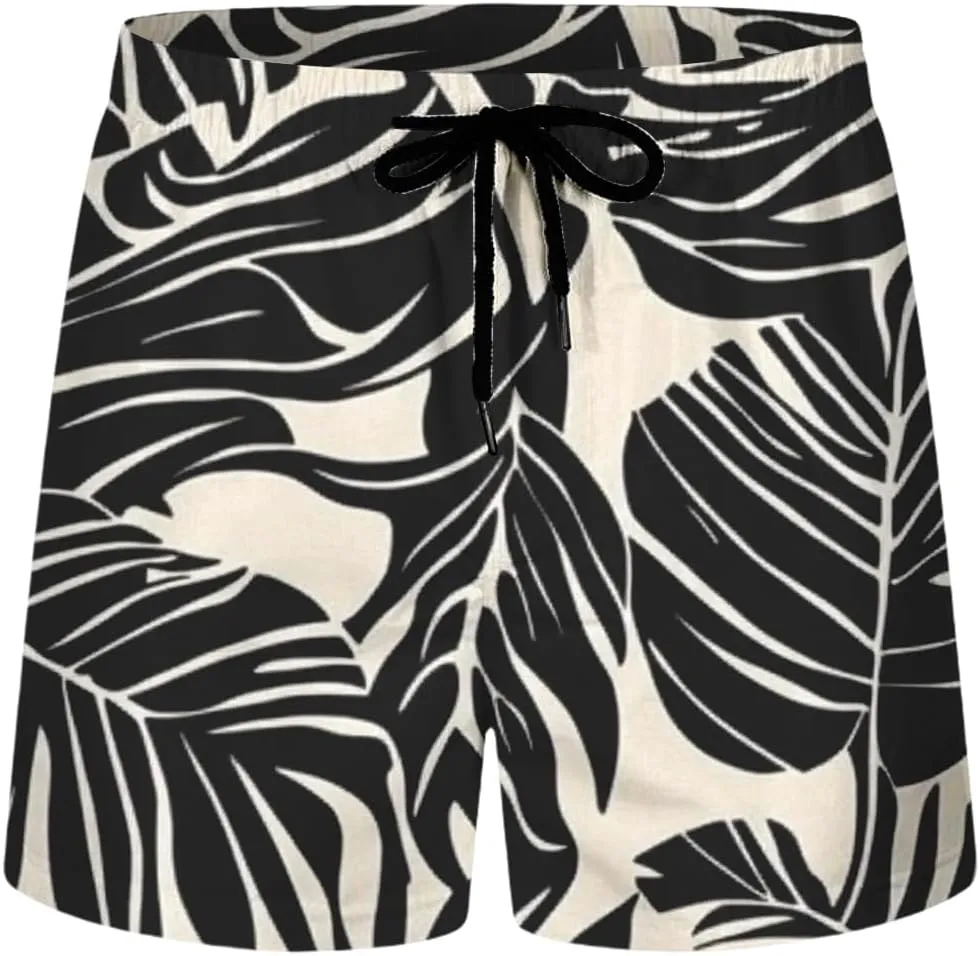 Men's Swim Trunks Hawaii Printed Board Shorts Quick Dry Drawstring Beach Shorts Regular Fit Breathable Swim Trunks