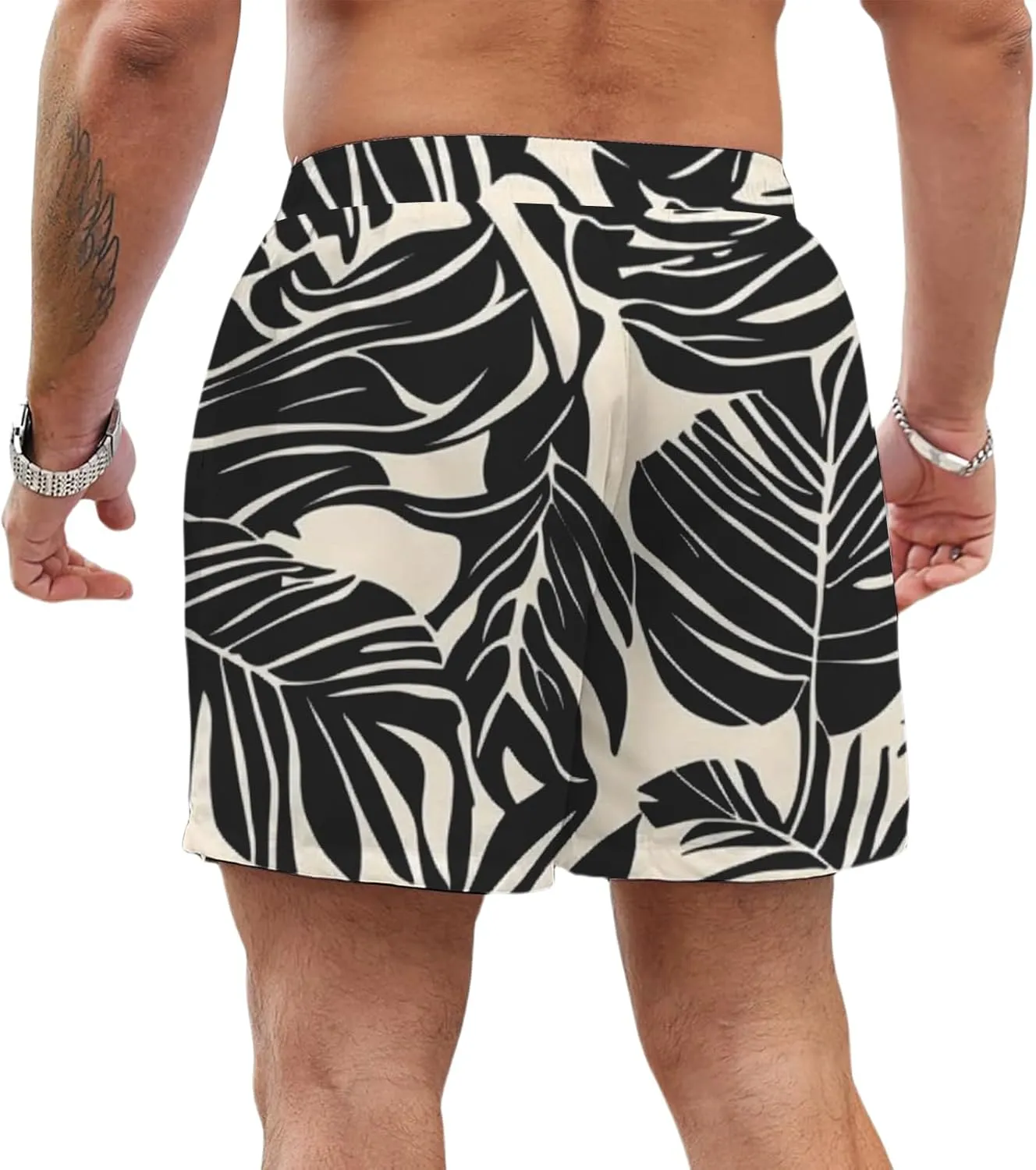 Men's Swim Trunks Hawaii Printed Board Shorts Quick Dry Drawstring Beach Shorts Regular Fit Breathable Swim Trunks