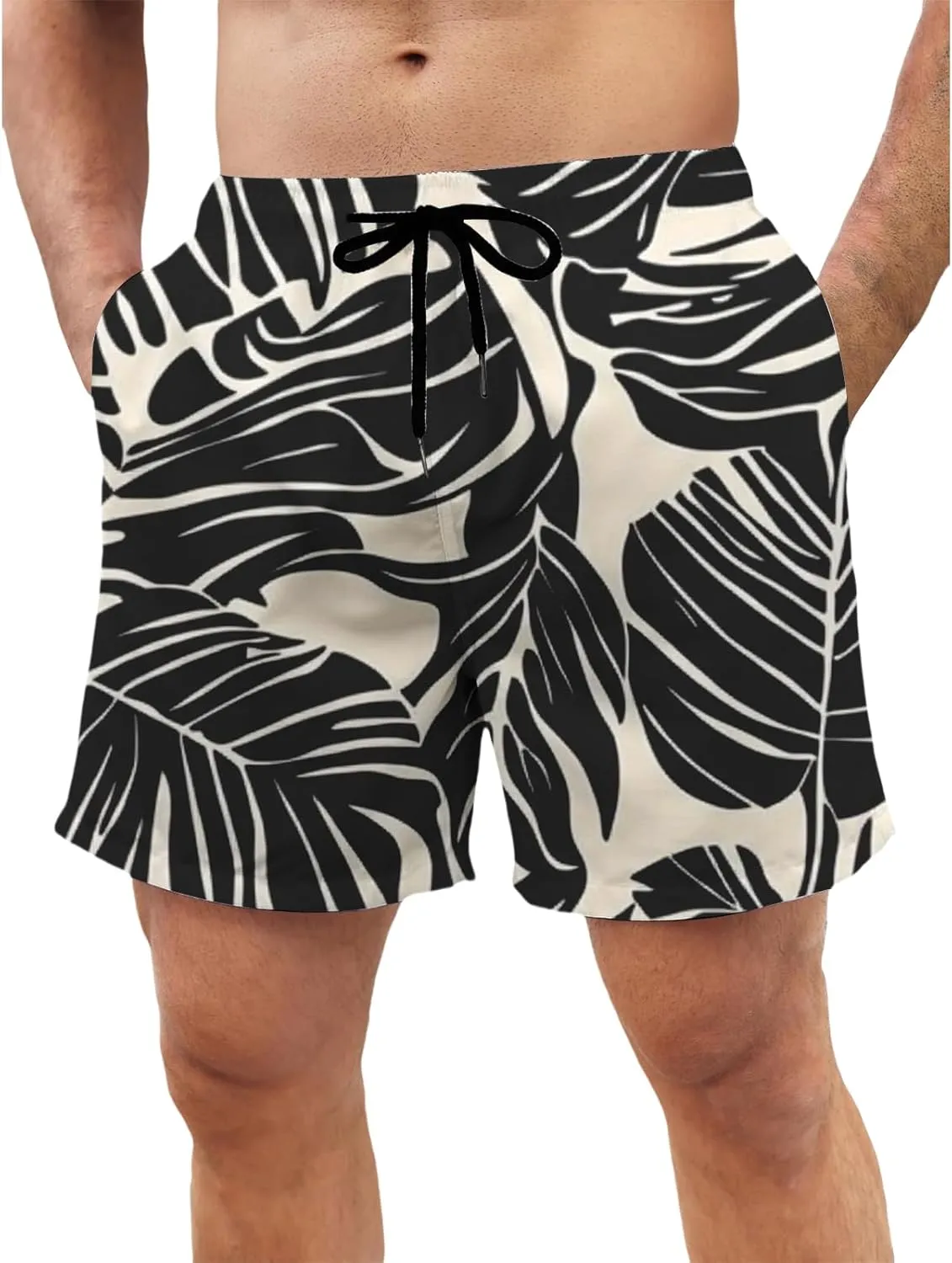 Men's Swim Trunks Hawaii Printed Board Shorts Quick Dry Drawstring Beach Shorts Regular Fit Breathable Swim Trunks