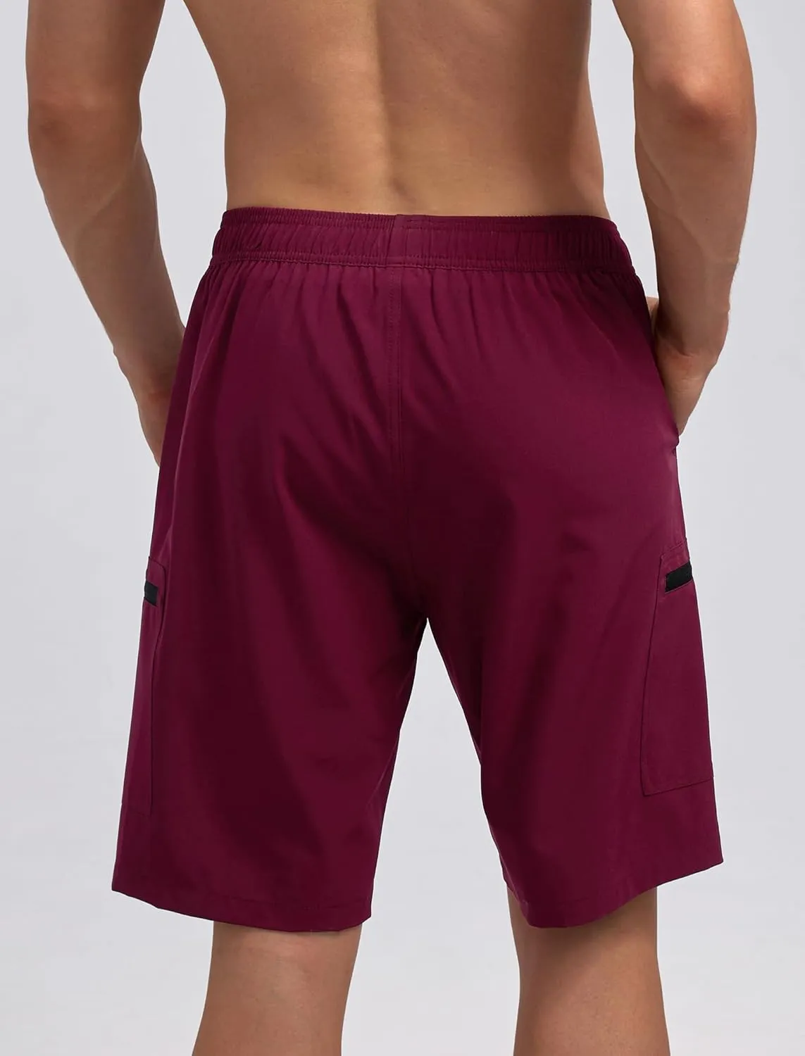 Mens Swim Trunks with Compression Liner Zipper Cargo Pockets Bathing Suit 9 Inch Quick-Dry Swimming Shorts