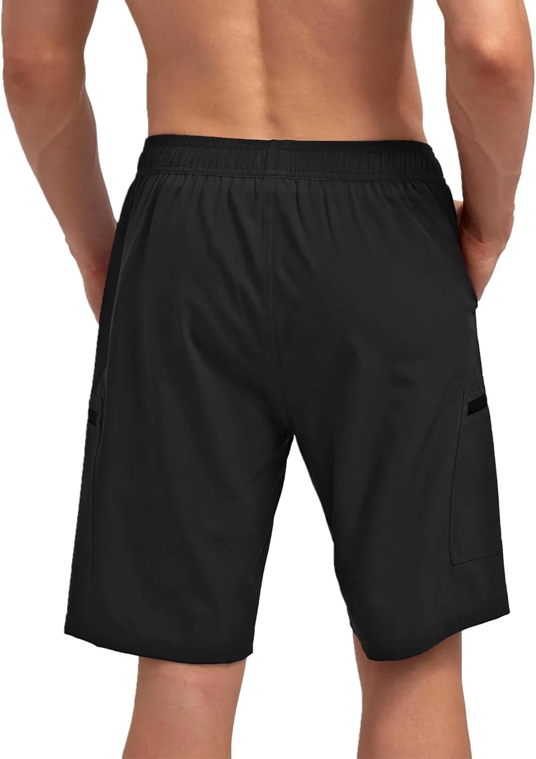 Mens Swim Trunks with Compression Liner Zipper Cargo Pockets Bathing Suit 9 Inch Quick-Dry Swimming Shorts