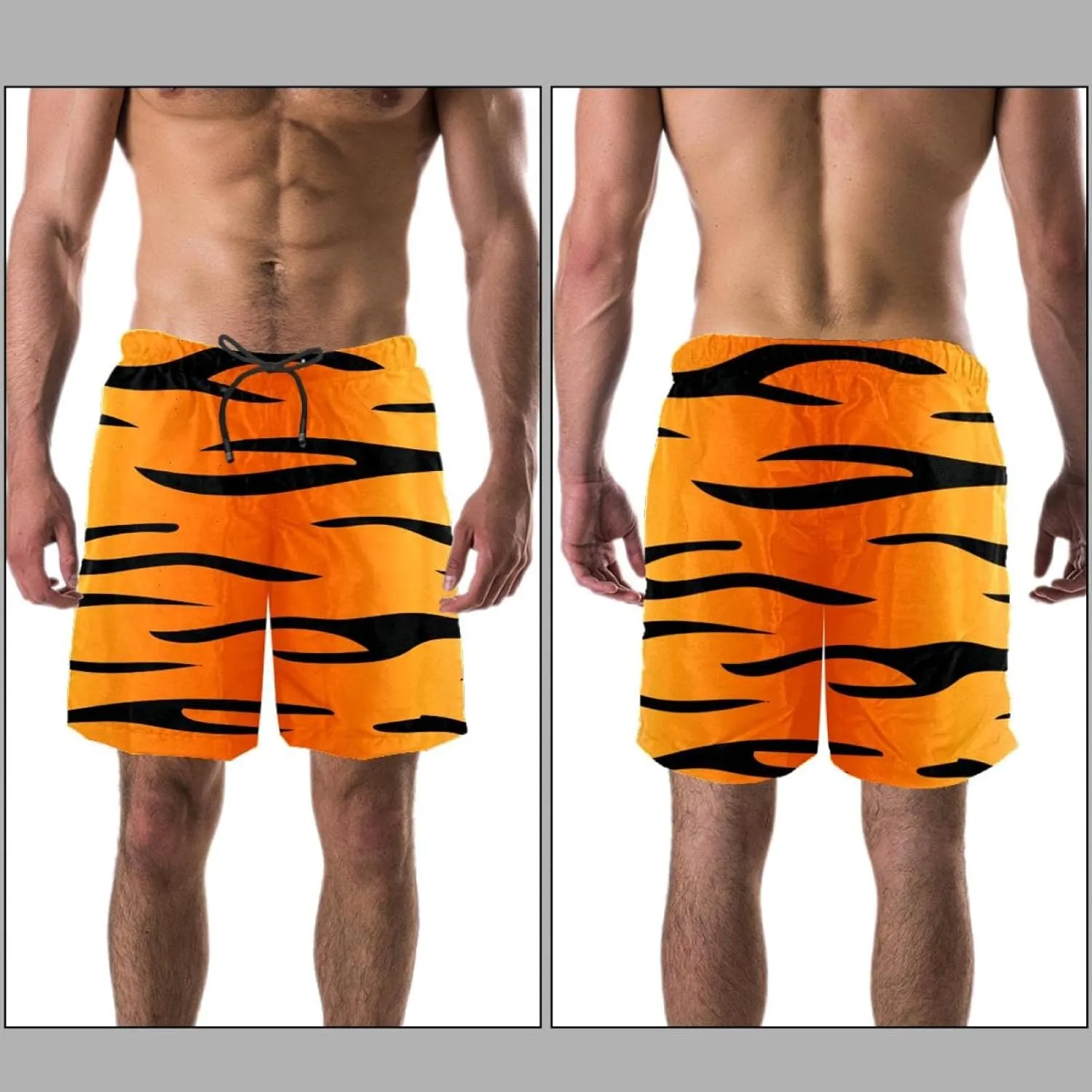 Men's Swimming Shorts with Mesh Lining Beach Shorts Quick Dry Swim Trunks Elastic Swimsuit Leopard Yellow Black