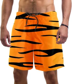 Men's Swimming Shorts with Mesh Lining Beach Shorts Quick Dry Swim Trunks Elastic Swimsuit Leopard Yellow Black