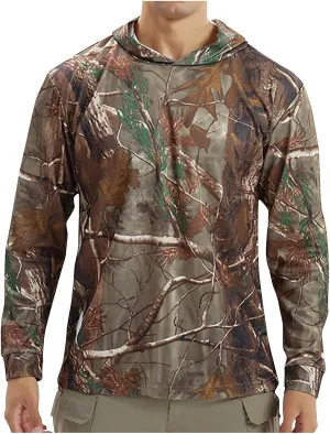 Men's UV Sun Protection Hooded Camo Shirts Long Sleeve Quick-Dry Outdoor T-Shirt UPF 50  Rash Guards Cooling Hoodies