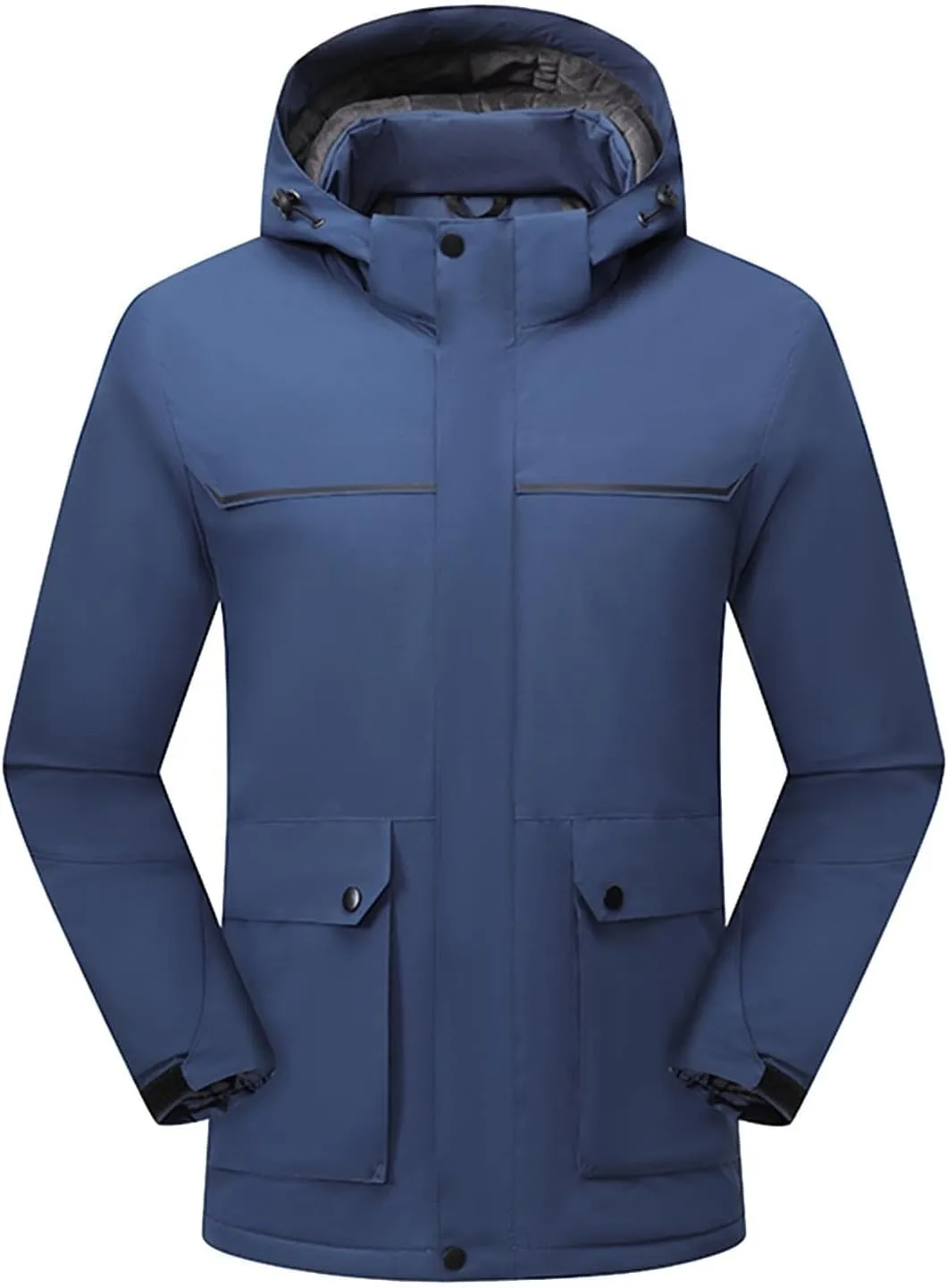 Mens Windbreakers Windproof and Waterproof Adjustable Hooded Jacket Solid Color Casual Punch Outdoor Hiking Jacket