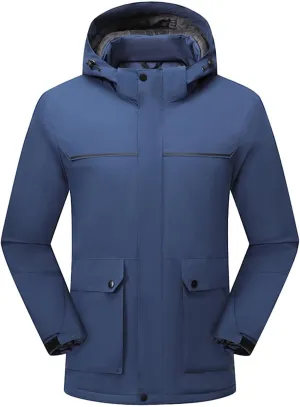 Mens Windbreakers Windproof and Waterproof Adjustable Hooded Jacket Solid Color Casual Punch Outdoor Hiking Jacket