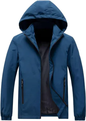 Mens Windproof Jacket Waterproof Lightweight Mountain Sport Jacket for Men Hooded Windbreaker Raincoat Durable Coat