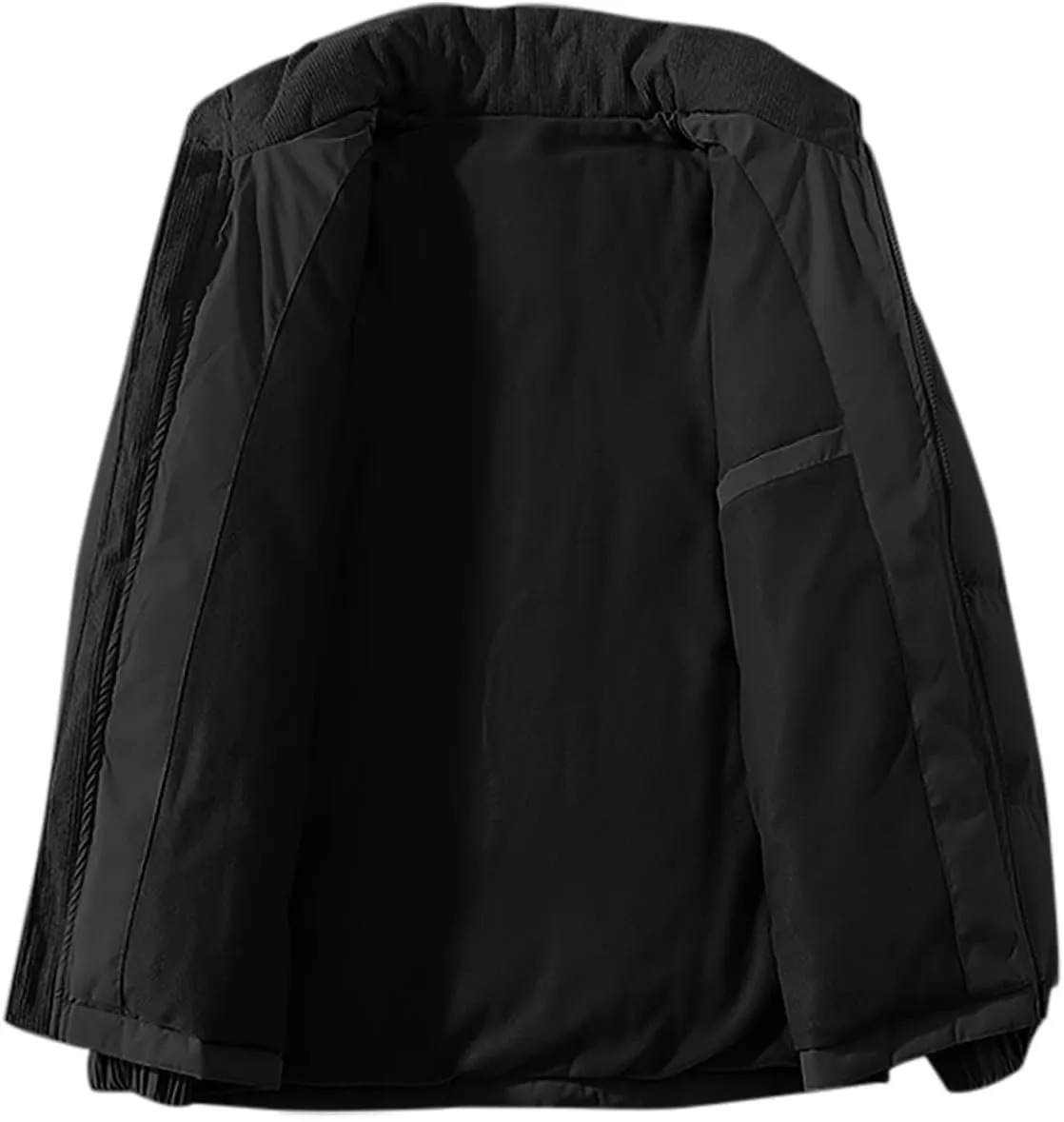 Mens Winter Bomber Jacket Warm Plus Size Puffer Jacket Corduroy Patchwork Coat Windproof Zipper Outwear Down Jacket