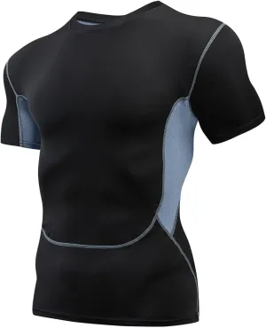 Men's Workout Compression Tshirt Short Sleeve Quick Dry Breathable Stretch Tee Gym Running Basketball Training Athletic Shirt