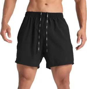 Men's Workout Running Shorts Quick Dry Athletic Traning Shorts with Pockets Black,Medium