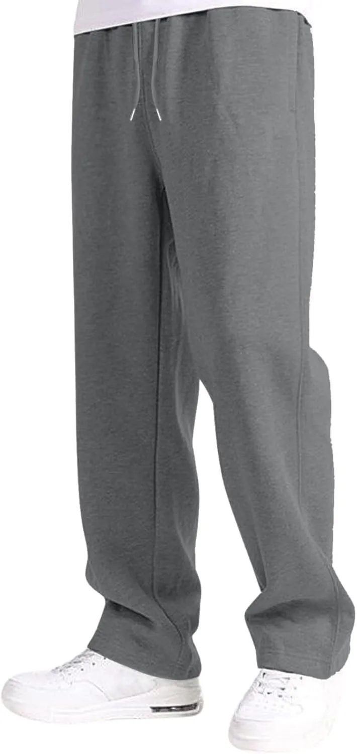 midelxp Mens Sweatpants Open Bottom Baggy Fleece Jogger Pants with Pockets Gym Athletic Workout Pants Casual Lounge Pants