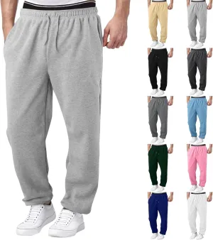 midelxp Mens Sweatpants Open Bottom Baggy Fleece Jogger Pants with Pockets Gym Athletic Workout Pants Casual Lounge Pants