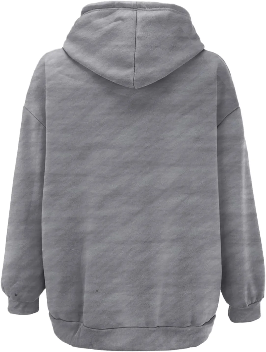 Miyaomn Fall Casual Hooded Jacket for Women Drawstring Full Zip Long Sleeve Sweatshirt Plus Size Solid Loose Tops with Pocket