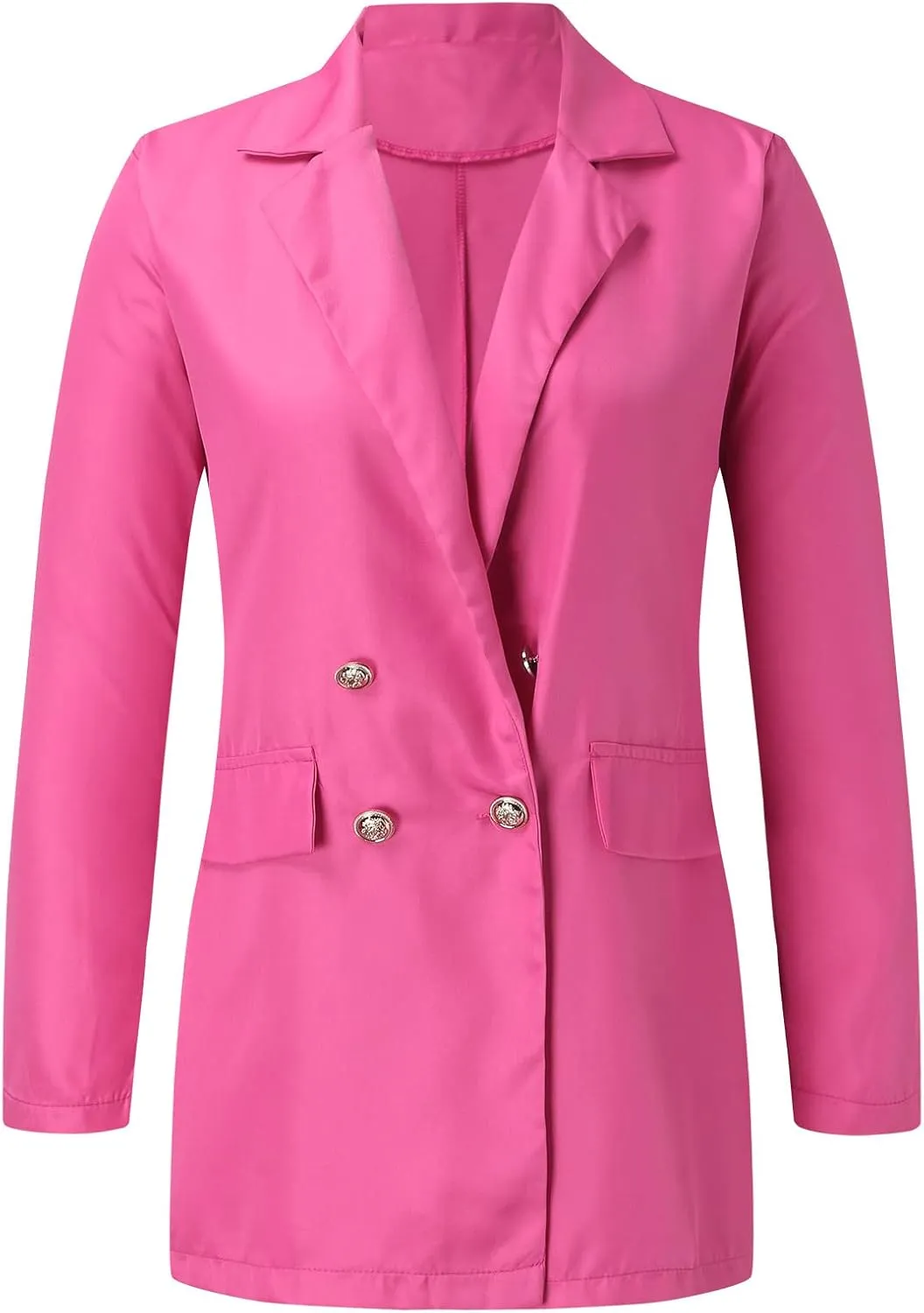 Miyaomn Womens Solid Color Casual Office Blazer Suit Jacket Slim Fit Double Breasted Notched Shawl Collar Sports Coat Outwear