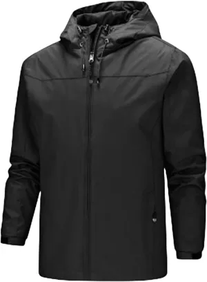 Mmoneyake Waterproof Jackets for Men Hiking Coat Lightweight Water Resistant Windbreakers Outdoor Rain Jacket with Hooded