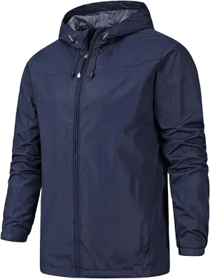 Mmoneyake Waterproof Jackets for Men Hiking Coat Lightweight Water Resistant Windbreakers Outdoor Rain Jacket with Hooded