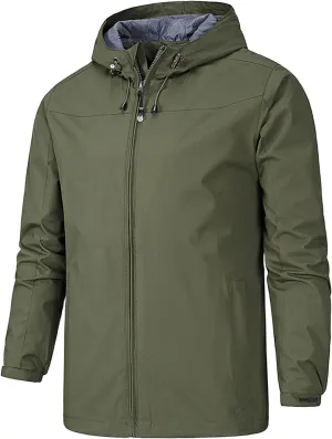 Mmoneyake Waterproof Jackets for Men Hiking Coat Lightweight Water Resistant Windbreakers Outdoor Rain Jacket with Hooded